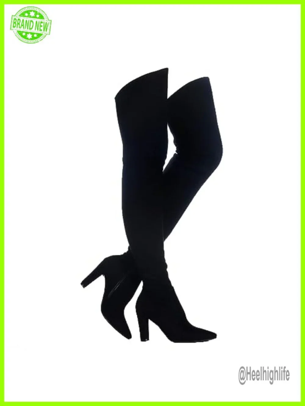 Stretch Suede Chunky Heel Over The Knee Boots Thigh High